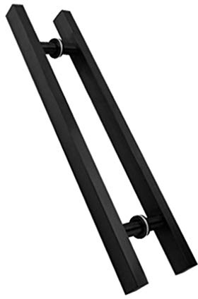 Maniglie per Porte in Vetro Retrò,Maniglia Doppia Barra laterale in Acciaio Inossidabile Spazzolato,Maniglioni Quadrata per Porta,per Hotel Home Club Office Store Barn(blackHole center 300mm)