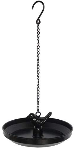 Dehner Natura Premium Wildvogel Futterstelle Karakum, Futterstation / Tränke für Wildvögel, Futterstelle wetterfest / hängend, inkl. Aufhängevorrichtung, Ø 17.5 cm, Höhe 34 cm, Metall, schwarz
