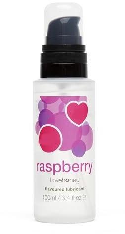 Lovehoney Himbeer-Gleitgel | Wasserbasiertes Gleitmittel mit natürlichem Gefühl | Nicht klebrig, nicht fleckend | Fruchtiger Geschmack für Männer, Frauen und Paare | Sicher mit Toys verwendbar | 100ml