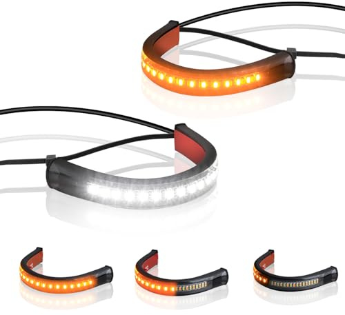 QUASCO Motorcycle Turn Signals Strip, Flexible Universal 12V Led Blinkers Compatible with Harley Cafe Racer Dual Sport Dirt Bike