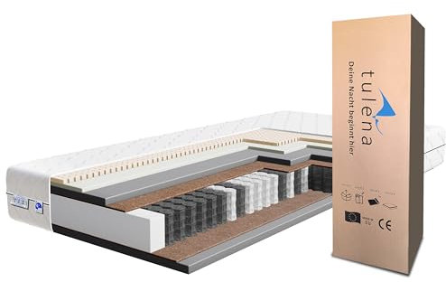 TULENA NOX Taschenfederkern Matratze 160x200 Federkernmatratze H4 + H5 Comfort Plus 25cm hoch Probeschlafen Rollmatratze Wendematratze