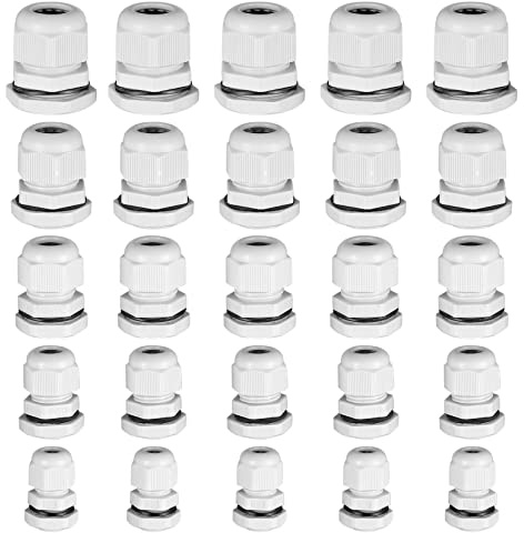 25 Piezas Prensaestopa Impermeable, Empalmes de Prensaestopas, Conector Cable Glands con Contratuerca - PG7 PG9 PG11 PG13.5 PG16