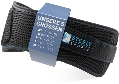 STEELY SPORTS Gewichthebergürtel Komfort L - Fitness Trainingsgürtel Frauen/Damen & Herren/Männer Gewichtheben, Bodybuilding, Fitness, Gym, Krafttraining, Crossfit, Rückengurt, Rückengürtel
