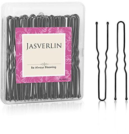 JASVERLIN U-formade hårnålar för tjock hårknut frisyr, baletthårnålar för kvinnor flicka stora bunheads 6 cm 100 st (svart)
