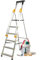 KADAX Escalera de Aluminio, Escalera de pie con pasamanos, Escalera soporta hasta 150 kg, Escalera en 3 Versiones, Escalera Plegable para el hogar con Compartimento para Cepillo (6 Niveles)