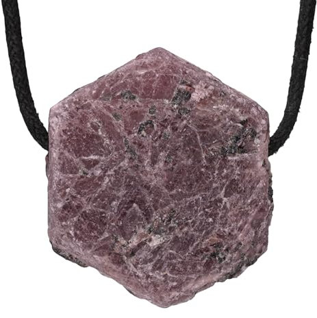 Lebensquelle Plus Rohsteinanhänger | Gebohrter Anhänger mit Baumwollband | Naturbelassen (Rubin)