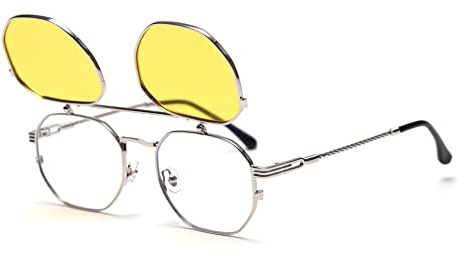 kachawoo Flip up Prescription Sonnenbrille für Männer Polarisierte Clip auf Sonnenbrille Frauen Gelb Blau Schattierungen Brillen