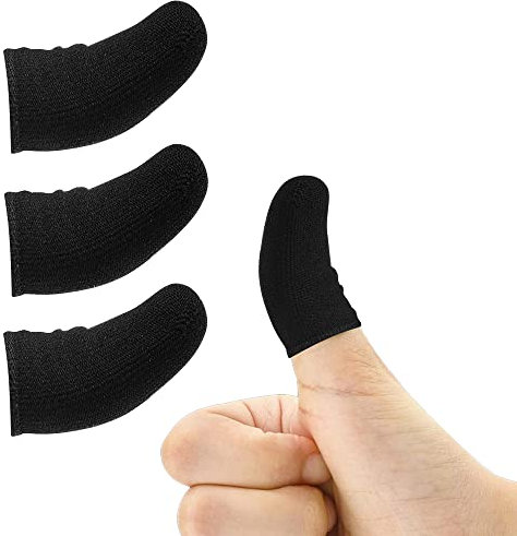 5RIDGE Lot de 4 manchons de doigt pour jeux mobiles, fonctionnement fluide, anti-transpiration, extrêmement fins, compatibles avec téléphones portables et tablettes