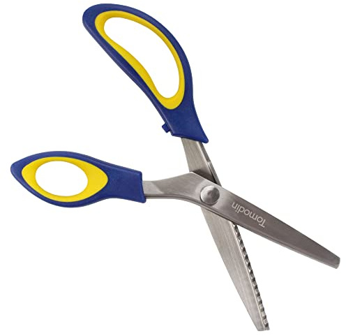 JubileeYarn Professionelle Zackenschere – 24,1 cm gezahnter Edelstahl – Blau & Gelb – 1 Paar