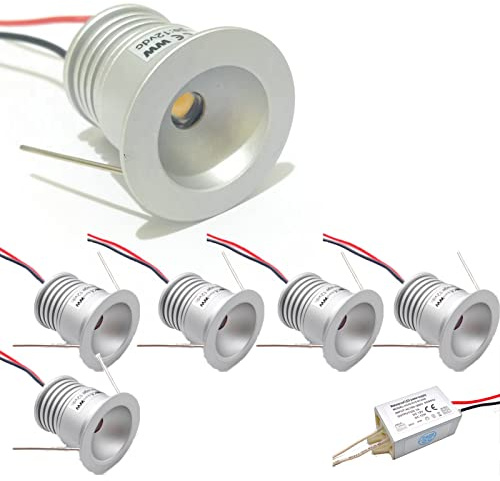LGJEGD 12v Luce LED da Incasso 1W IP65 Mini Faretto LED 25mm Lampadina Spot Kit Illuminazione soffitto Esterno, 6 Pack (Color : Cool White, Size : 30 Degrees)