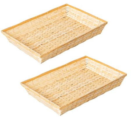 Pack 2 Bandejas Bambú Natural Cestas Lotes Regalo y Decoración Ref. 2780-1 | Bandeja artesanal hecha a mano, disponible en 5 tamaños, con medidas aproximadas y piezas únicas llenas de personalidad.