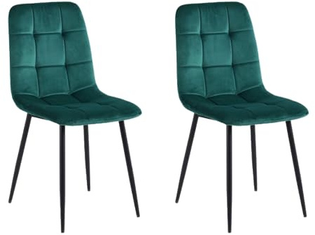 Colenis - Ela Esszimmerstühle - 2er Set - Grün - Samt - Für Esszimmer, Küche & Wohnzimmer - Modernes Design