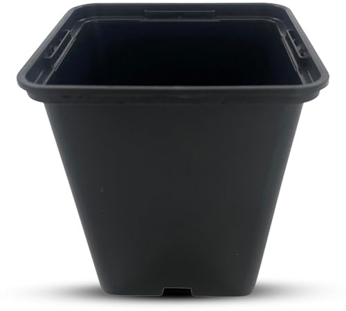 Oakland Gardens 9cm Square Plastic Plant Pots – Durable Injection Moulded Pots with 2-Tier Drainage – Ideal Indoor Flower Pots for Herbs, Cuttings, Seedlings & Small Plants (0.5L) | Pack of 100