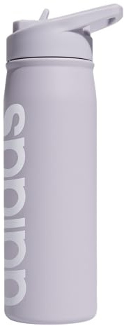 adidas 600 ml Trinkflasche aus Metall mit Strohhalm-Deckel, doppelwandig, isoliert, 18/8 Edelstahl