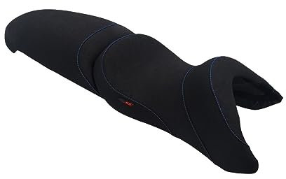 Moto Discovery Funda de Asiento Compatible con BMW R850R 1994-2002 Negra con Costuras Azules (B)