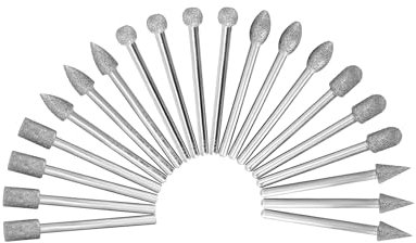QWORK® Set da 20 pezzi set di punte diamantate per intaglio della pietra, gambo da 1/8 di pollice, grana 120, adatto per giada, vetro, rocce, ceramica, ecc.