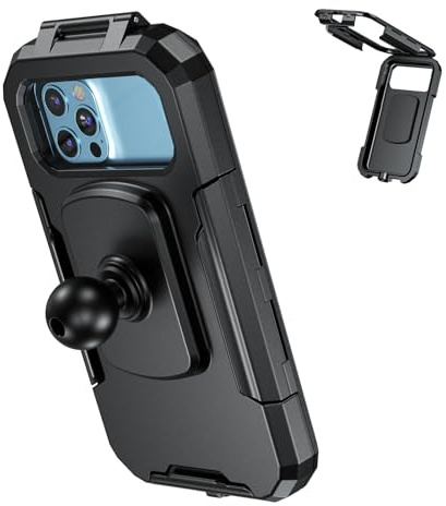 iMESTOU IP66 wasserdichte Fahrrad Handyhalterung mit 2,5 cm Kugelkopf, Geeignet für RAM B Komponenten/ 2,5 cm Doppelsteckdosenarme, Passend für 3,5-6,1 Handys mit max. Dicke 1,1 cm (Größe S)