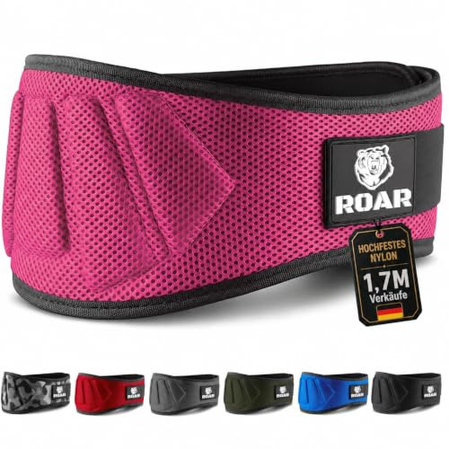 Roar® Cinturón Lumbar Gimnasio, Cinturon Gimnasio Hombre y Mujer, Cinturon Halterofilia, Powerlifting, Levantamiento Peso, Musculacion, Cinturon Gym Hombre, Cinturon Pesas