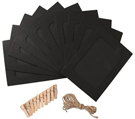 Zerodeko Papierrahmen mit Klammern zum Aufhängen aus Bilderrahmen Schwarz mit Bindfaden und Klebestreifen für Wanddekoration und Fotoserien