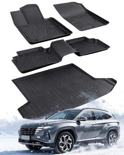 CreekT Floor Mats & Cargo Liner for 2022-2025 2026 Hyundai Tucson (Gas Models Only).All-Weather TPE Floor Liners Full Set,Custom Fit for SE SEL Limited XRT,Not for Hybrid or PHEV