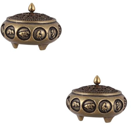 PRETYZOOM 2st Räuchergefäß Kupfer Metallständer Räuchergefäß Holzkohle Räucherstäbchenhalter Retro Räuchergefäß Für Zuhause Räucherstäbchenbrenner Gepudert Schreibtisch Dekorationen