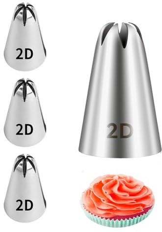 4pcs 2D Cake Piping Tips, Cake Decorating Kit,Baking Supplies,Piping Tips,Piping Bags And Tips Set,Frosting Piping Kit,for Cookie Cup cake