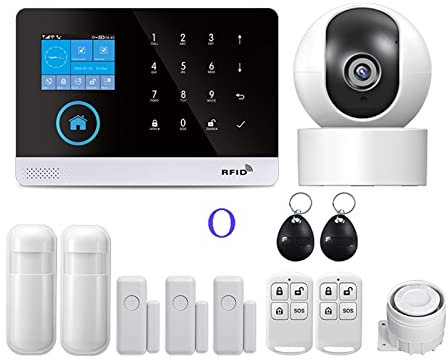 Sistema de alarma DIY de seguridad para el hogar, 433MHz inalámbrico Wifi gsm Sistema de alarma de seguridad for el hogar for Tuya Smart Life Aplicación Con sensor de movimiento compatible Kit de alar