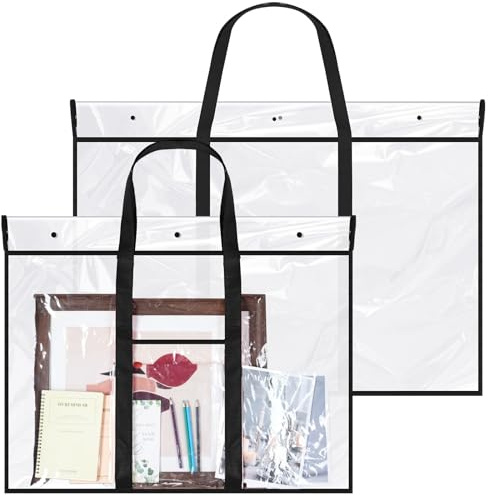 Windyun Große Posteraufbewahrungstasche, 121,9 x 91,4 cm, 80,9 x 65,5 cm, Pinnwandhalter, Klassenzimmer-Organisation und Aufbewahrung, Posteraufbewahrungsbehälter, Kunst-Portfolio-Hülle, Schwarz, 2
