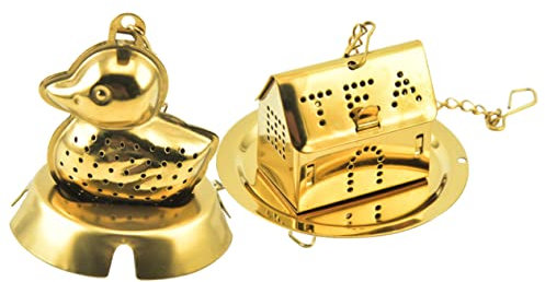 Amosfun 4 Stück Teezubereiter Goldener Tee Losen Tee Ziehen Lassen Feines Tee-ei Mesh-teefilter Professionelles Tee-ei Teeblatt-sieb Infusor Lose Blattfilter Edelstahlsieb Rostfreier Stahl
