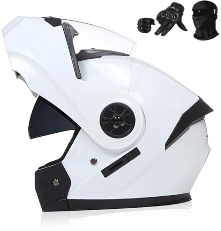 Casco de Motocicleta Abatible Con Doble Visera Antivaho - Aprobado DOT/ECE - Integral Para Carreras - Adultos K, S55-56CM