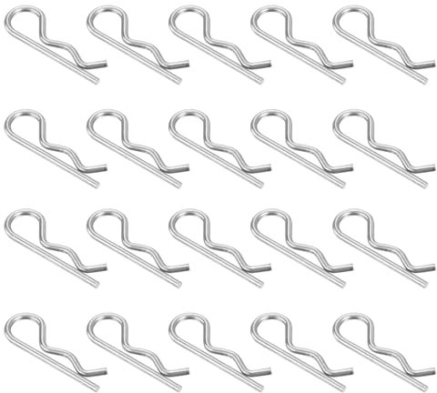 sourcing map 30 pasadores de resorte en forma de R de acero inoxidable 304 de 1,8 mm x 32 mm, clips R para electrodomésticos, equipos deportivos, reparación mecánica de automóviles (plateado)