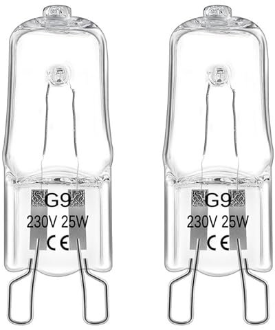 Lampadina Alogena per Forno G9 25W 300℃, Lampadina Alogena Dimmerabile Bianco Caldo 2800K Lampadina G9, Base 2 Pin, Lampadina g9 per Forno, Microonde, Plafoniera, Lampada per Armadio, Confezione da 2