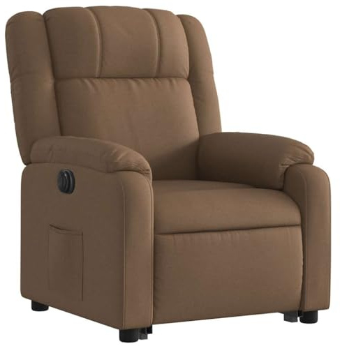 vidaXL Elektrisk reclinerfåtölj med uppresningshjälp brun tyg, fåtölj, fåtölj med uppresningshjälp, reclinerstol, fåtöljer
