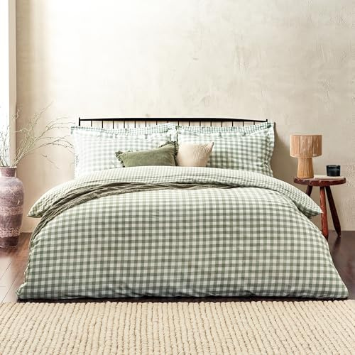 Yard Barton Quadri Vichy Set Copripiumino – 100% Cotone Reversibile Federe Oxford Morbido E Traspirante Biancheria Da Letto Premium (Foresta – King UK Standard – 230x220cm)