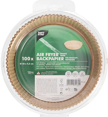 PAPSTAR, 100 papeles de horno de 20 cm de diámetro · 4,5 cm marrón para freidoras de aire caliente