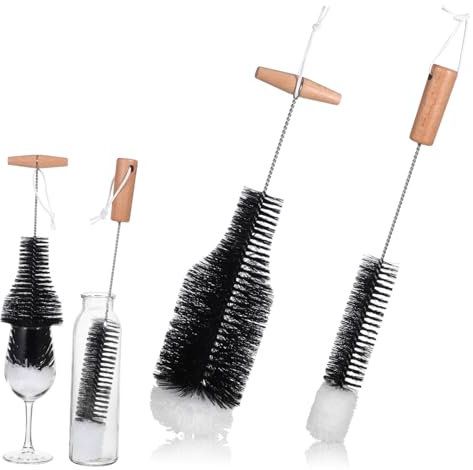 COOPHYA 2pcs Wood Stove Chimney Brushes Fireplace Cleaning Tools Wire Round Brush Long Handle Pellet Stove Cleaner
