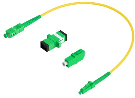 Conectra® - Glasfaserkabel Set mit passenden Adaptern | OS2 | LC/APC auf SC/APC | Farbe Gelb | Singlemode | Simplex | ideal für FTTH Heimnetzwerke (Länge 25 cm)