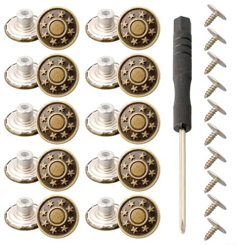 Rivetti filettati senza chiodi, bottoni in metallo per jeans, 10 pezzi di ricambio NoSew Kit (A)