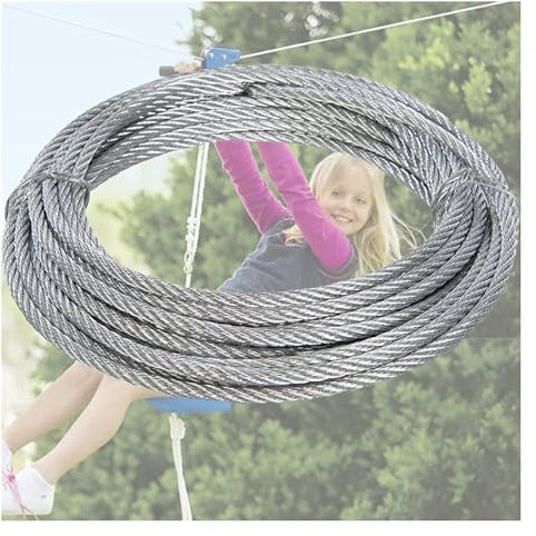 EPYBJYWQ Drahtseil Zip Line Draht 5mm, 1M-100M Gartendraht for Hinterhof, Heavy Duty Metallkabel for Hebebühne, die Schleifscheibe anhebt, 1400 Lbs Bruchfestigkeit(95M/331.7ft)