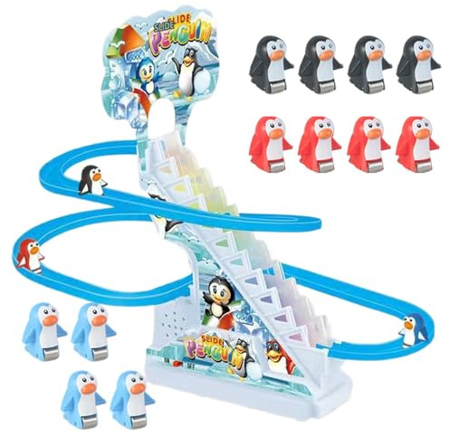 Spielzeug zum Treppensteigen, Pinguinrutsche | Süßes Pinguin-Spielzeug, mit Musik und blinkenden LED-Lichtern, elektrisches Russisches Berg-Set mit Gleitstrecke