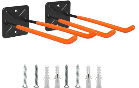 Baoblaze 2X Garage Utility Hooks Wall Hooks Ladders Car Tires Metal Workshop Equipment Storage Garden Tools Shed Organizer Heavy Duty, Orange