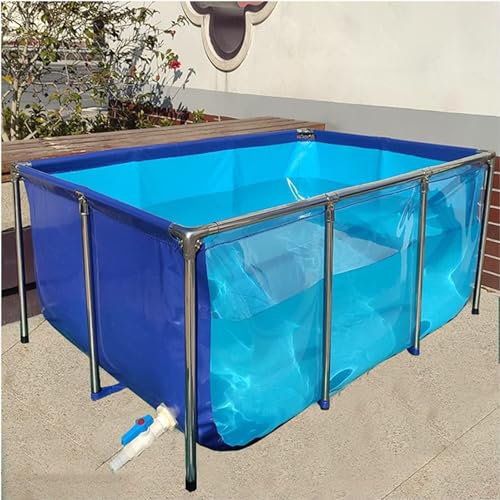 Transparenter Poolteich für Fische, Koi und Goldfische – langlebiges PVC mit Stahlrahmen, Ablassventil und klarem Sichtfenster – 140 x 140 x 35 cm Aquarium-Setup