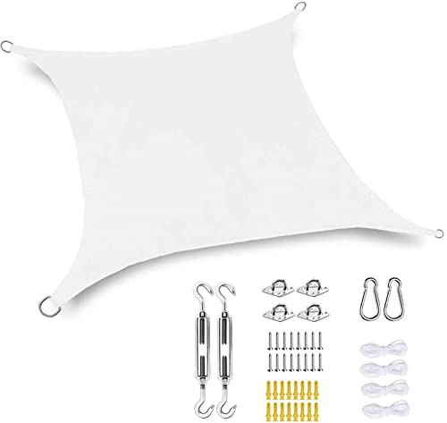 JYHCD Voile d'ombrage imperméable 2x1,8m Rectangle, 98% Bloc UV pour parasols pour Jardin extérieur Patio fête pergola Balcon,Blanc