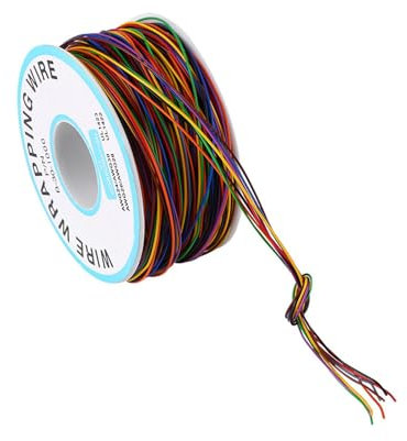 Aramox 8 Wire Test Cable Tinned Copper Insulation Wrapping Wire 30AWG 250m Multicolor 300V 176F Flexible Spool for Breadboard PCB Soldering Laptop Motherboard LCD Repair