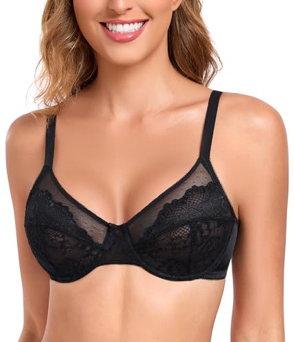 Lemorosy Soutien-Gorge Minimiseur Femme à Armature Dentelle | Bonnets Pleins Support Grande Taille Respirant Bretelles réglables Décolleté en V Pour un usage quotidien.