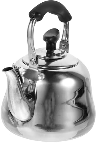 Kichvoe Bouilloire Sifflante 1L en Acier Inoxydable pour Cuisinière d'Énergie Chauffage Rapide Poignée Ergonomique Utilisation Sécurisée Thé Café
