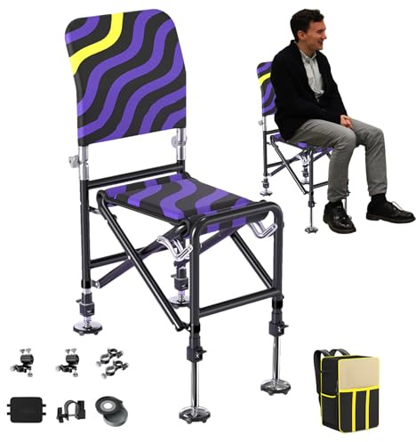 Genérico Silla De Plegable, Silla De Camping con Altura Ajustable, Silla De Caza Ergonómica Y Estable para Senderismo, Trekking Y Escalada