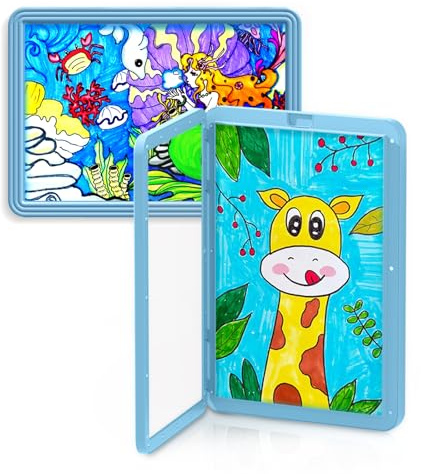 CnosDB Cornice Porta Disegni Bambini A3, Capacità Extra Large Cornice 30x42 Ricaricabile da Parete Portafoto da Parete Apertura Frontale Adatto per Esporre Disegni Foto e Cartoline Dei Bambini