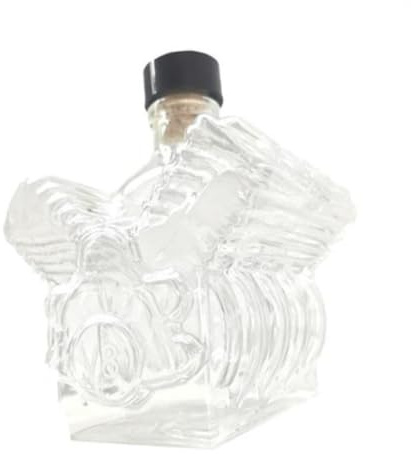 Ronyme Bouteille à Alcool en Verre Transparent, Carafe en Verre Transparent pour Whisky et Spiritueux, Design Décoratif Mécanique, pour Collection, Bar ou Cadeau Original, Moteur V8