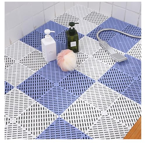 Revêtement Sol Extérieur Antidérapant Léger dalles Pvc Garage Carrelage Clipsable Porte D'entrée Balcon(Lake blue-white,6pieces)